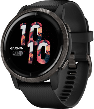 Смарт-часы Garmin Venu 2 Slate Stainless Steel Bezel with Black Case and Silicone Band (010-02430-11)