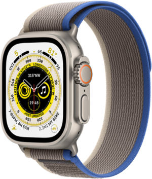 Смарт-годинник Apple Watch Ultra GPS + Cellular 49mm Titanium Case with Blue/Gray Trail Loop M/L (MQFV3UL/A)
