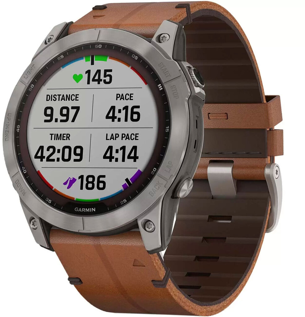 

Смарт-часы Garmin fenix 7X Sapphire Solar Titanium with Chestnut Leather Band (010-02541-19), 010-02541-19